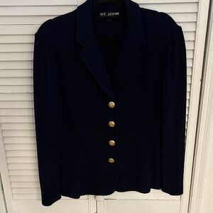 St. John Midnight Blue Blazer with Gold Accents